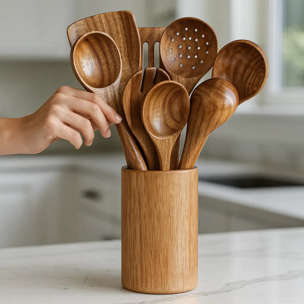 Natural Teak Wooden Utensil Set - 50% OFF Sale