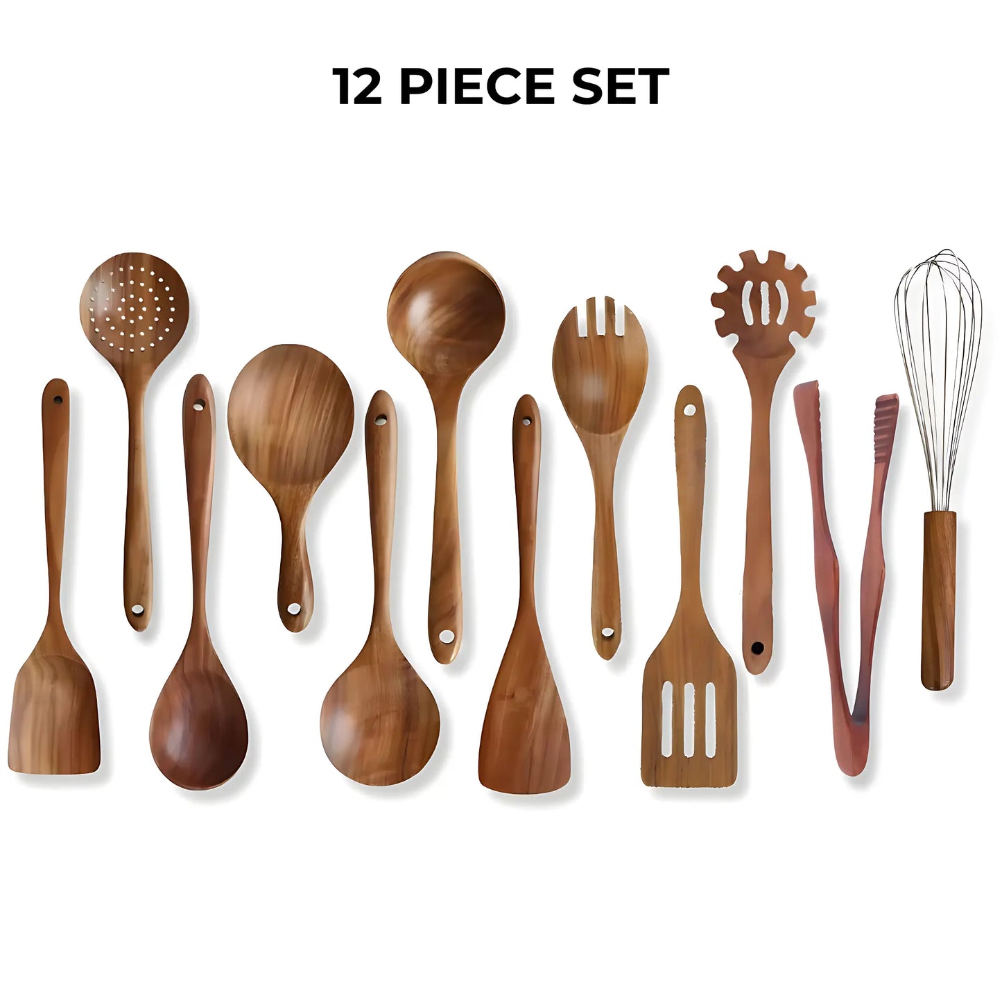 Natural Teak Wooden Utensil Set - 50% OFF Sale