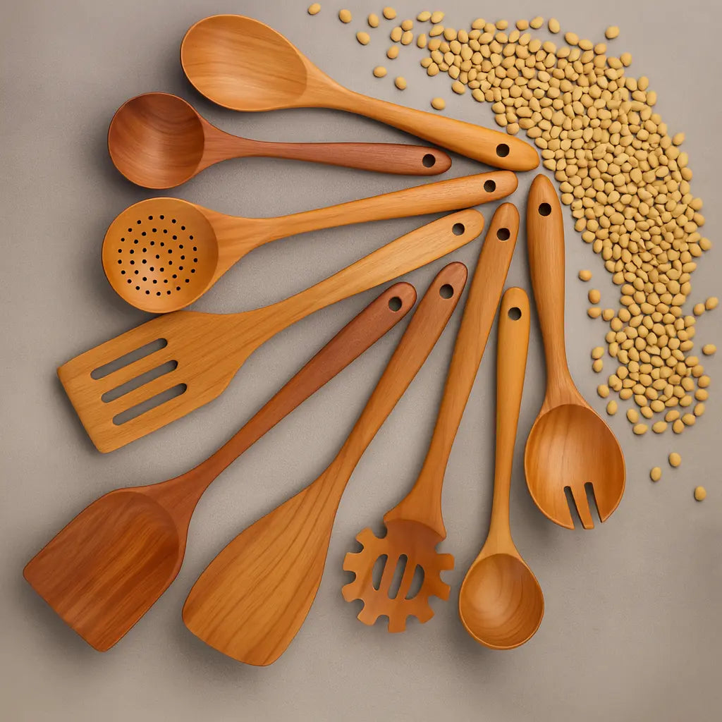 Natural Teak Wooden Utensil Set - 50% OFF Sale