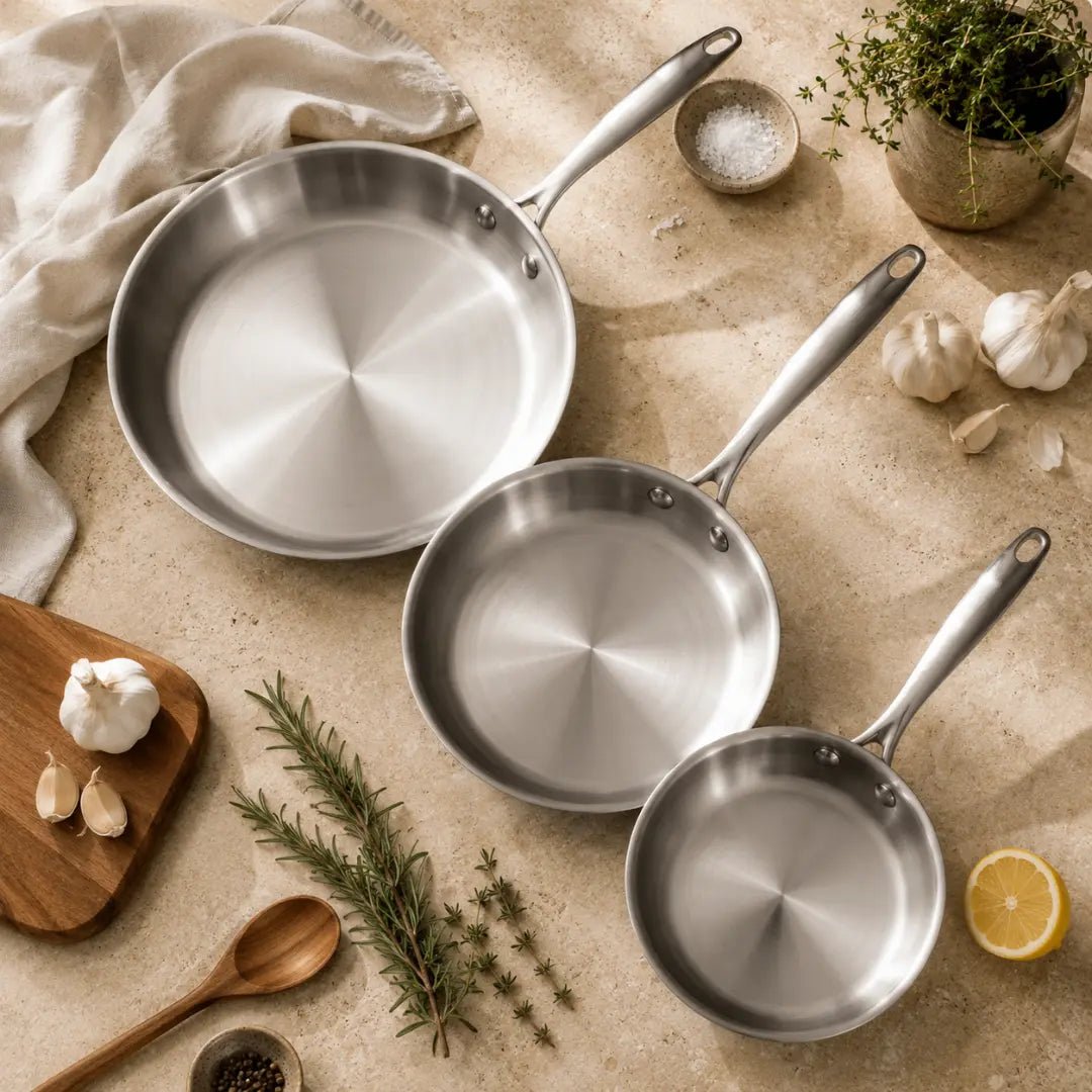 Pure Pantry™️ - Pro Stainless Steel 3 Pan Set - Pure Pantry | Teak & Acacia Wood Kitchenware
