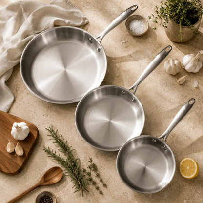 Pure Pantry™️ - Pro Stainless Steel 3 Pan Set - Pure Pantry | Teak & Acacia Wood Kitchenware