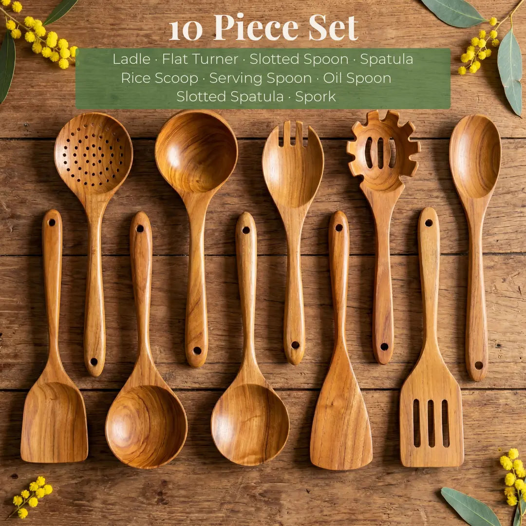 Pure Pantry™️ - Natural Teak Wooden Utensil Set - 50% OFF