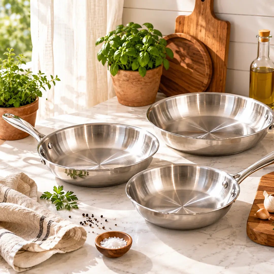 Pure Pantry™️ - Pro Stainless Steel 3 Pan Set - Pure Pantry | Teak & Acacia Wood Kitchenware