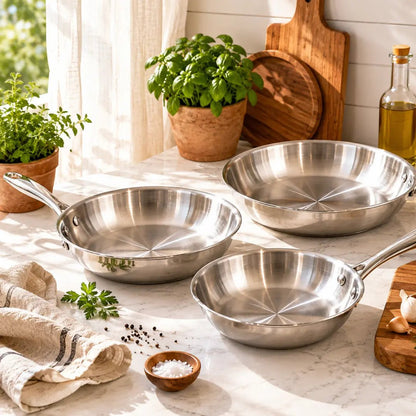 Pure Pantry™️ - Pro Stainless Steel 3 Pan Set - Pure Pantry | Teak & Acacia Wood Kitchenware