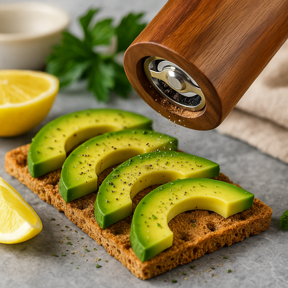 Natural Acacia Wood Salt & Pepper Grinder + Base Included