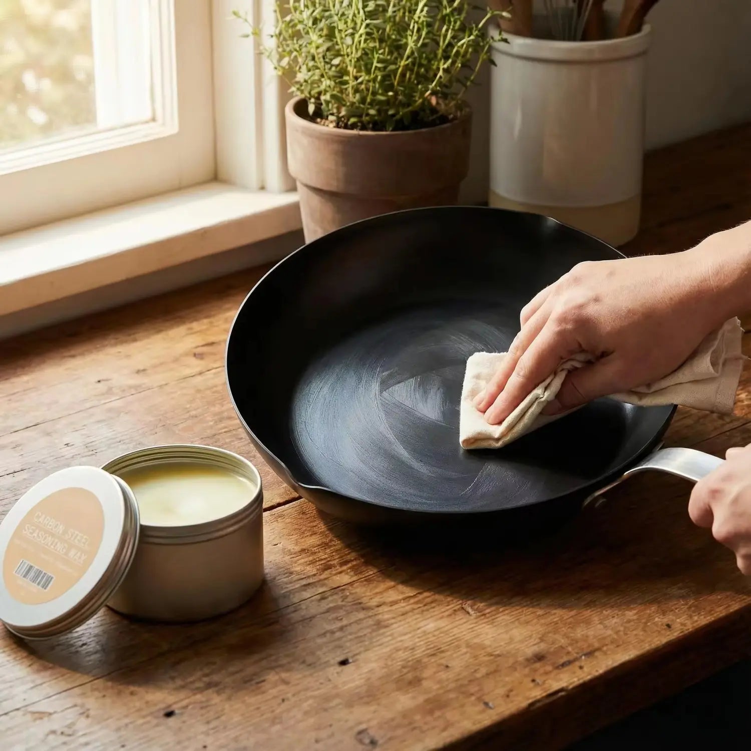 Pure Pantry™️ - Seasoned Carbon Steel Frying Pan - Pure Pantry | Teak & Acacia Wood Kitchenware