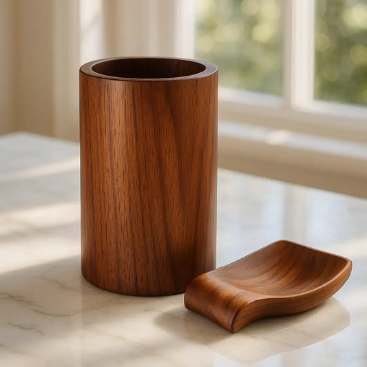 Natural Acacia Wood Utensil Holder & Spoon Rest