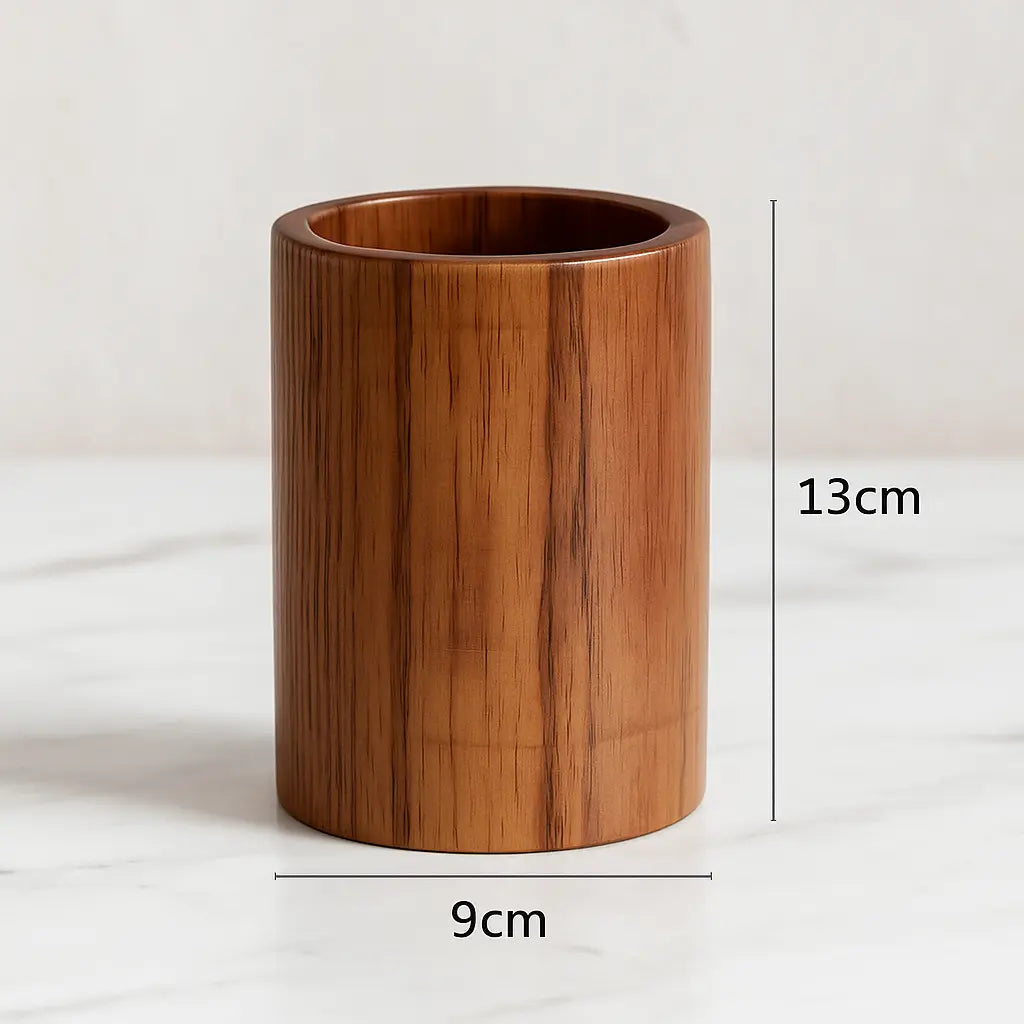 Natural Acacia Wood Utensil Holder & Spoon Rest
