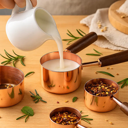 Natural Acacia Wood & Copper Plated Measuring Set