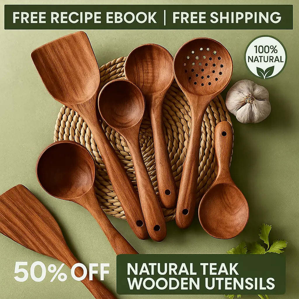 Natural Teak Wooden Utensil Set