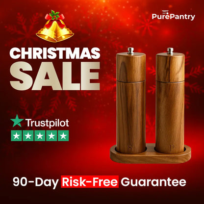 Pure Pantry™️ - Natural Acacia Wood Salt & Pepper Grinder + Base Included