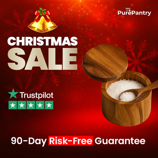 Pure Pantry™️ - Natural Acacia Wood Salt & Pepper Cellar + Spoon Included