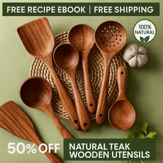 Natural Teak Wooden Utensil Set